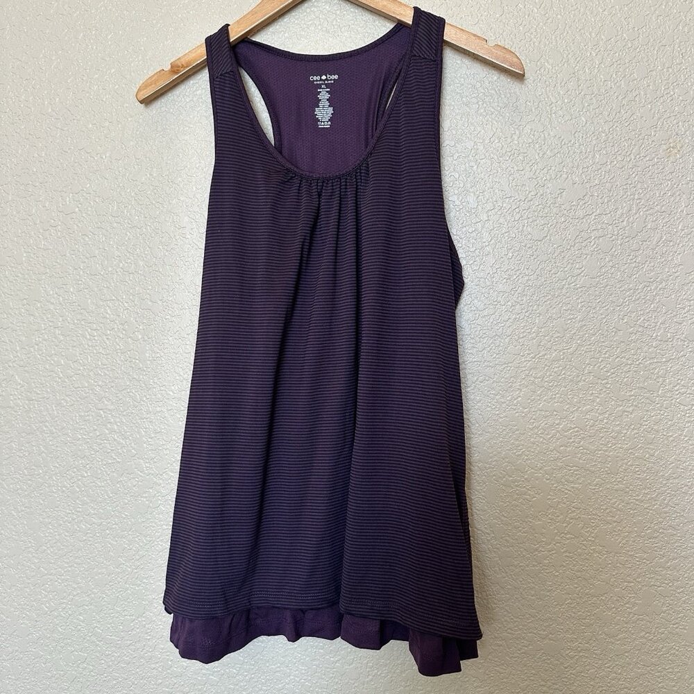 Cee Bee Cheryl Burke Racer Back Tank Top Layered Purple‎ Workout Dance XL
